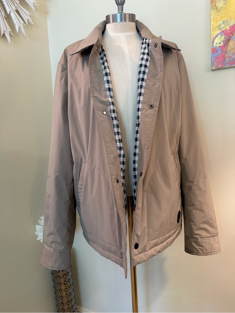 Ted Baker Mens "Talacre Wadded Coach Jacket" Size 4 Tan